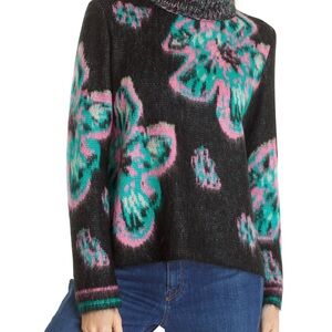 Marc Cain Black Sweater with Teal and Pink Floral Design